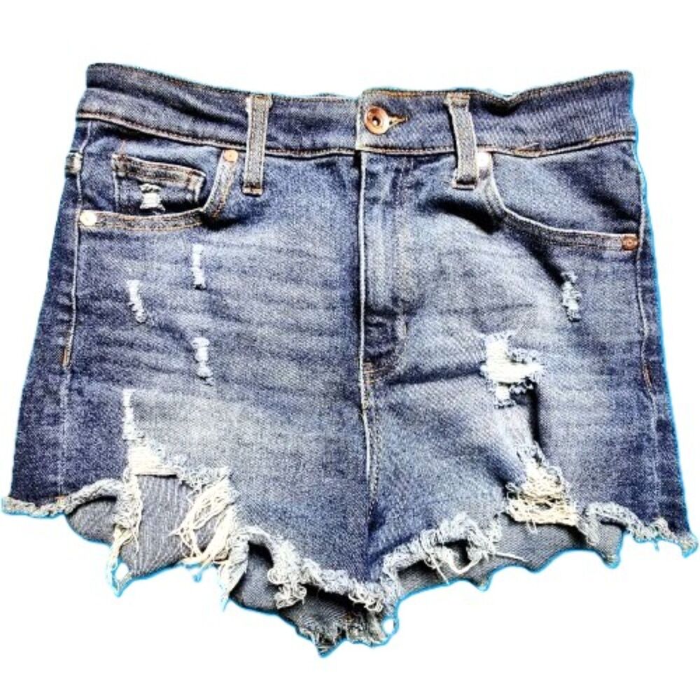 Kendall + Kylie The Drifter High Rise Shorts 7/28 Distressed Frayed Hem Juniors